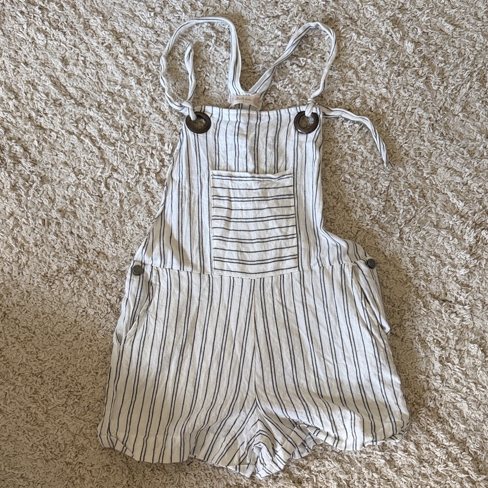 Altar'd State White and Black Striped Romper